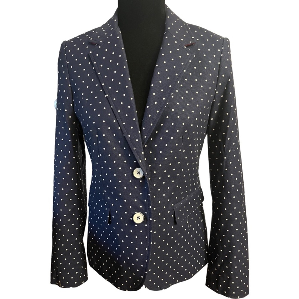 TOMMY HILFIGER Navy Blue Polka Dot Blazer Size 4